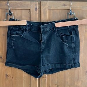 Black denim shorts